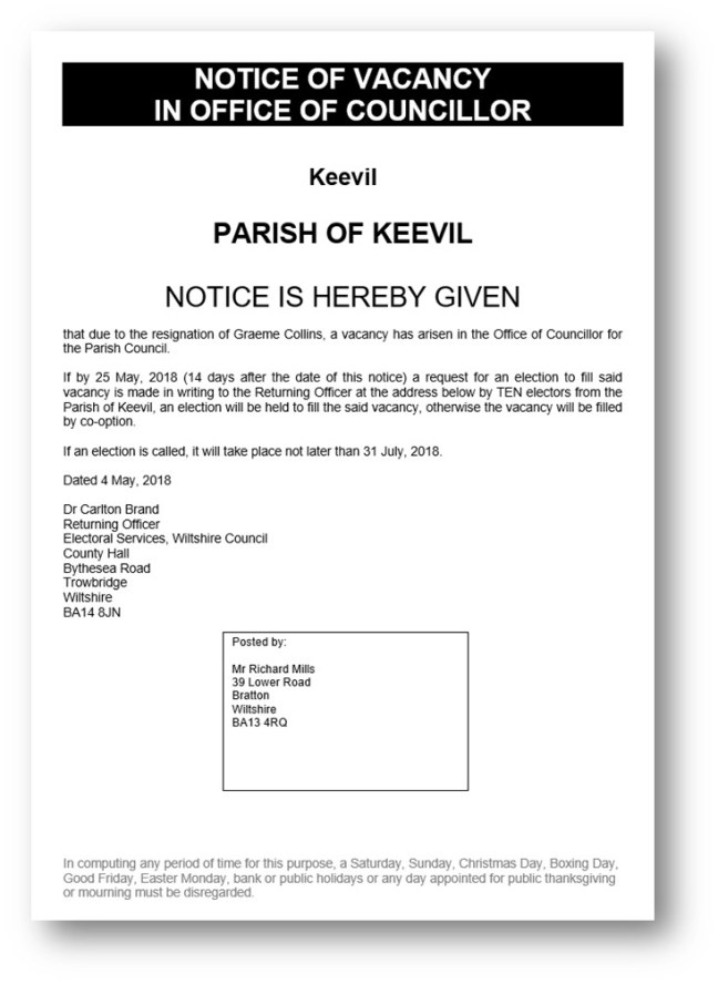 Casual vacancy May 2018