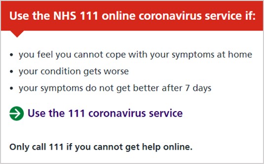 NHS 111 Coronavirus